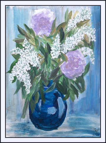 Vase aux hortensias